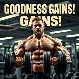 A muscular man lifting weights in a gym, showcasing his impressive physique