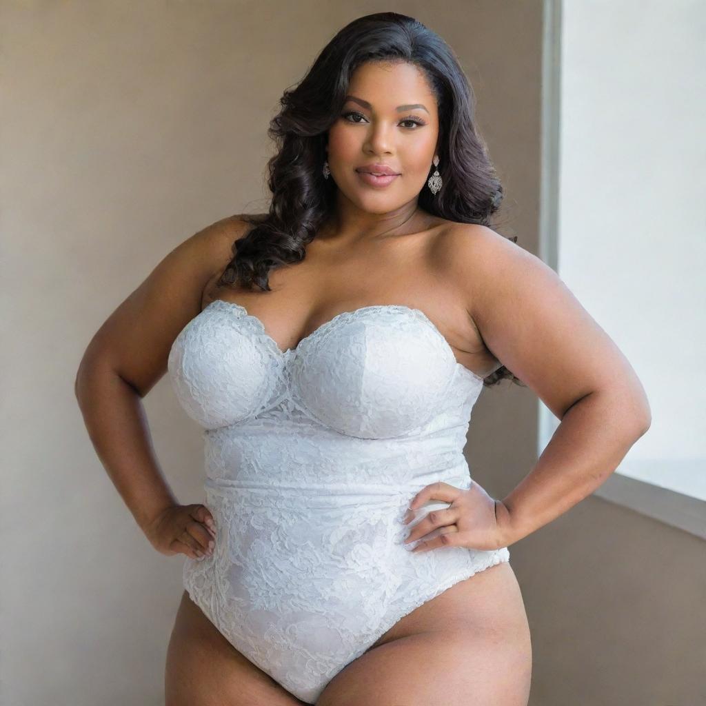 A radiant, beautiful woman embracing her full-figured body with confidence and grace.