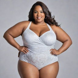 Enlarge image of the radiant, beautiful woman embracing her full-figured body with confidence and grace.