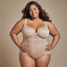 Enlarge image of the radiant, beautiful woman embracing her full-figured body with confidence and grace.