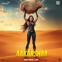 A cinematic sci-fi futuristic film poster titled 'AAKARSHAA'