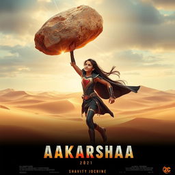 A cinematic sci-fi futuristic film poster titled 'AAKARSHAA'