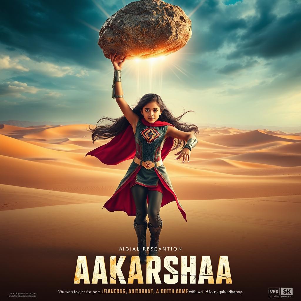 A cinematic sci-fi futuristic film poster titled 'AAKARSHAA'