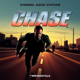 A striking 1960s vintage movie poster for 'The Chase,' featuring the title in bold, metallic letters at the top