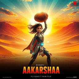 A cinematic sci-fi futuristic film poster titled 'AAKARSHAA'