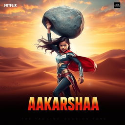 A cinematic sci-fi futuristic film poster titled 'AAKARSHAA'