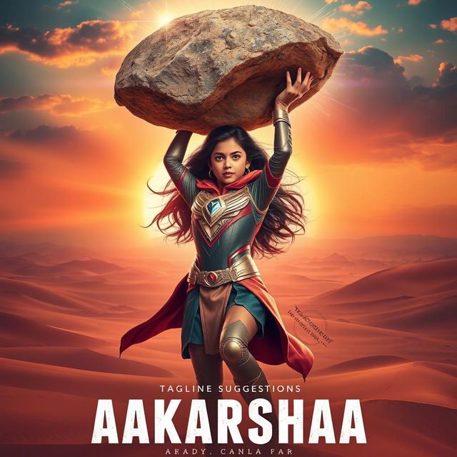 A cinematic sci-fi futuristic film poster titled 'AAKARSHAA'