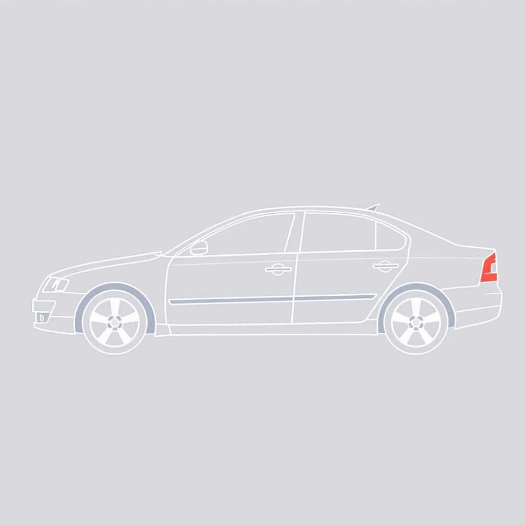 A minimalist representation of a 2006 Škoda Octavia second generation sedan, portrayed as a silhouette composed entirely of outlined lines defining the car's edges