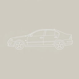 A minimalist representation of a 2006 Škoda Octavia second generation sedan, portrayed as a silhouette composed entirely of outlined lines defining the car's edges