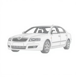 A minimalist representation of a 2006 Škoda Octavia second generation sedan, portrayed as a silhouette composed entirely of outlined lines defining the car's edges