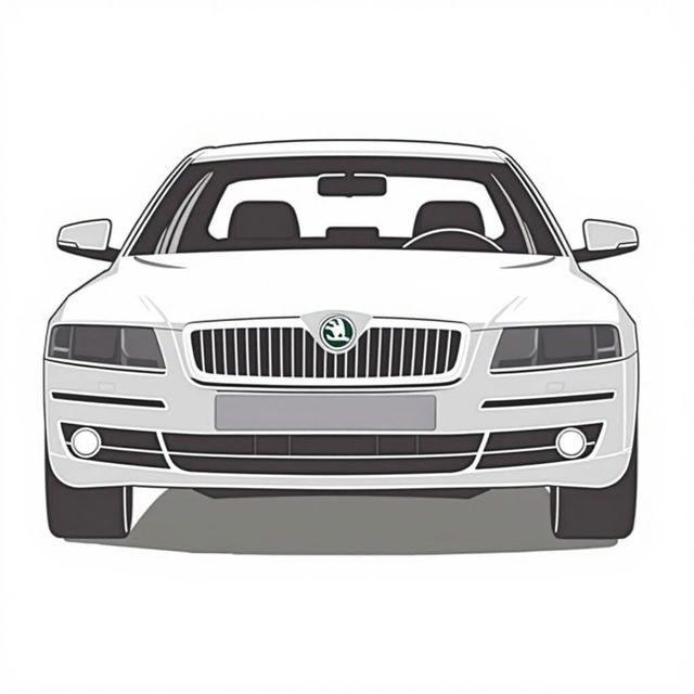 A minimalist representation of a 2006 Škoda Octavia second generation sedan, portrayed as a silhouette composed entirely of outlined lines defining the car's edges