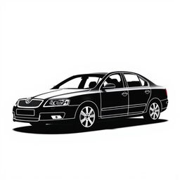 A silhouette of a 2006 Škoda Octavia, second generation sedan, depicted using only fat lines outlining the edges of the car