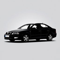 A silhouette of a 2006 Škoda Octavia, second generation sedan, depicted using only fat lines outlining the edges of the car