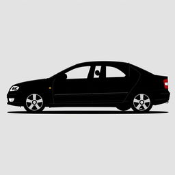 A silhouette of a 2006 Škoda Octavia, second generation sedan, illustrated using only fat lines to outline the edges of the car