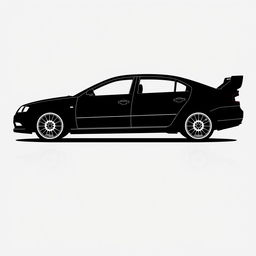 A silhouette of a 2006 Škoda Octavia, second generation sedan, illustrated using only fat lines to outline the edges of the car