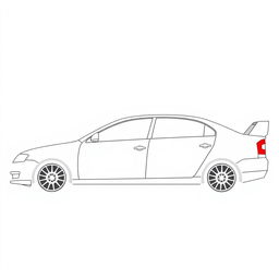 A silhouette of a 2006 Škoda Octavia, second generation sedan, illustrated using only fat lines to outline the edges of the car