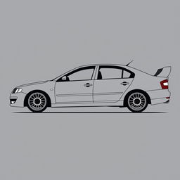 A silhouette of a 2006 Škoda Octavia, second generation sedan, illustrated using only fat lines to outline the edges of the car