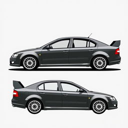 A silhouette of a 2006 Škoda Octavia, second generation sedan, illustrated using only fat lines at the edges of the car