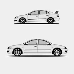 A silhouette of a 2006 Škoda Octavia, second generation sedan, illustrated using only fat lines at the edges of the car