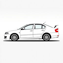 A silhouette of a 2006 Škoda Octavia, second generation sedan, illustrated using only fat lines at the edges of the car