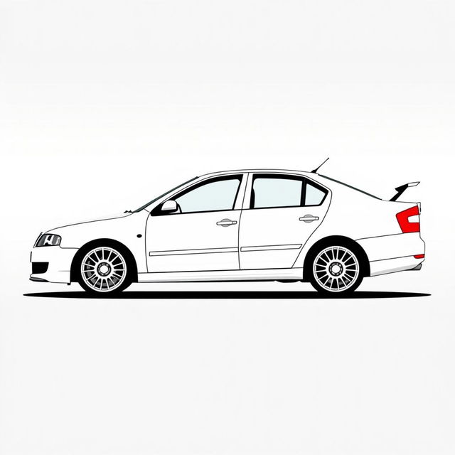 A silhouette of a 2006 Škoda Octavia, second generation sedan, illustrated using only fat lines at the edges of the car