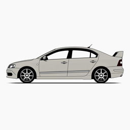 A silhouette of a 2006 Škoda Octavia, second generation sedan, illustrated using only fat lines at the edges of the car