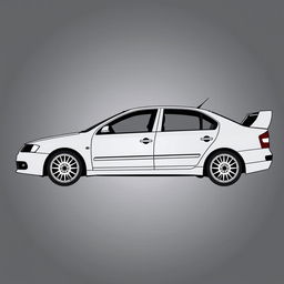 A silhouette of a 2006 Škoda Octavia, second generation sedan, illustrated using only fat lines to outline the edges of the car