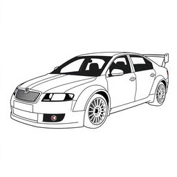 A silhouette of a 2006 Škoda Octavia, second generation sedan, illustrated using only fat lines to outline the edges of the car