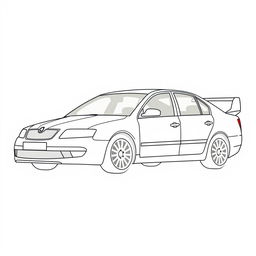 A silhouette of a 2006 Škoda Octavia, second generation sedan, illustrated using only fat lines outlining the edges of the car