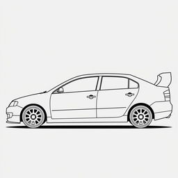 A silhouette of a 2006 Škoda Octavia, second generation sedan, illustrated using only fat lines outlining the edges of the car