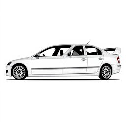 A silhouette of a 2006 Škoda Octavia, second generation sedan, illustrated using only fat lines outlining the edges of the car