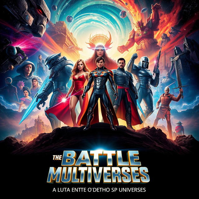 A captivating movie poster for 'The Battle of the Multiverses'