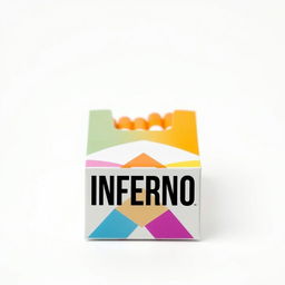 A packet of cigarettes with vibrant packaging featuring the bold lettering "INFERNO" prominently displayed on the front