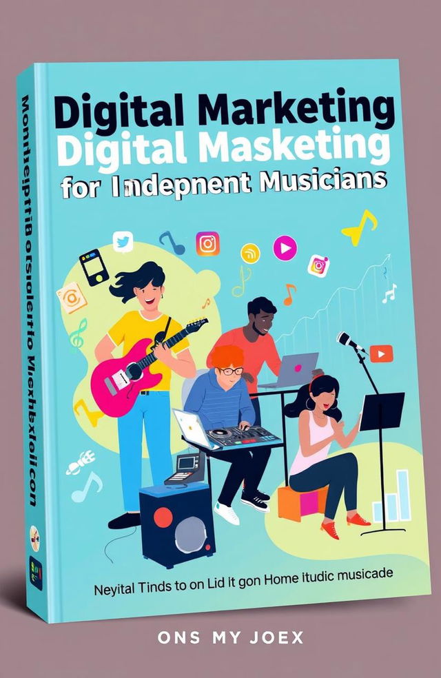 A vibrant and engaging book cover for a comprehensive guide on digital marketing for independent musicians