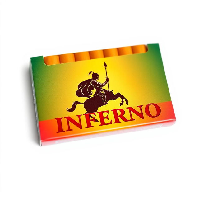 A packet of cigarettes with vibrant packaging displaying the brand name "INFERNO" in bold lettering