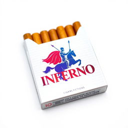 A packet of cigarettes with vibrant packaging displaying the brand name "INFERNO" in bold lettering