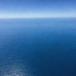 A vast and endless ocean stretching out into the horizon, infinite shades of blue blended with the sky, the sunlight reflecting off its calm surface.