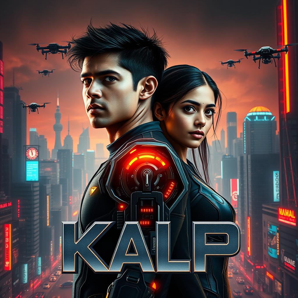 A cinematic sci-fi futuristic film poster titled 'Kalp'