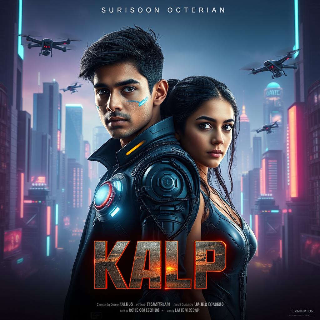 A cinematic sci-fi futuristic film poster titled 'Kalp'