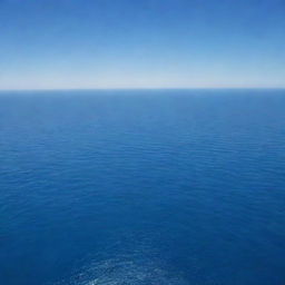 A vast and endless ocean stretching out into the horizon, infinite shades of blue blended with the sky, the sunlight reflecting off its calm surface.