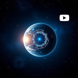 A visually stunning YouTube video thumbnail centered around the concept of Dyson spheres