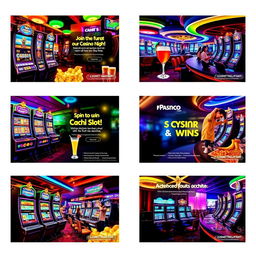 A series of visually appealing Facebook posts showcasing a vibrant casino atmosphere