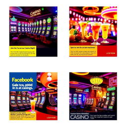 A series of visually appealing Facebook posts showcasing a vibrant casino atmosphere