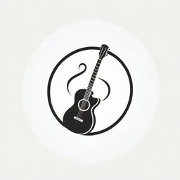 A stylish logo incorporating a guitar, flute, and treble clef in a harmonious vector design showcasing musical elegance.