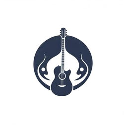 A stylish logo incorporating a guitar, flute, and treble clef in a harmonious vector design showcasing musical elegance.