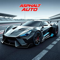 A cutting-edge sports car body design for a new brand called "Asphalt Auto"