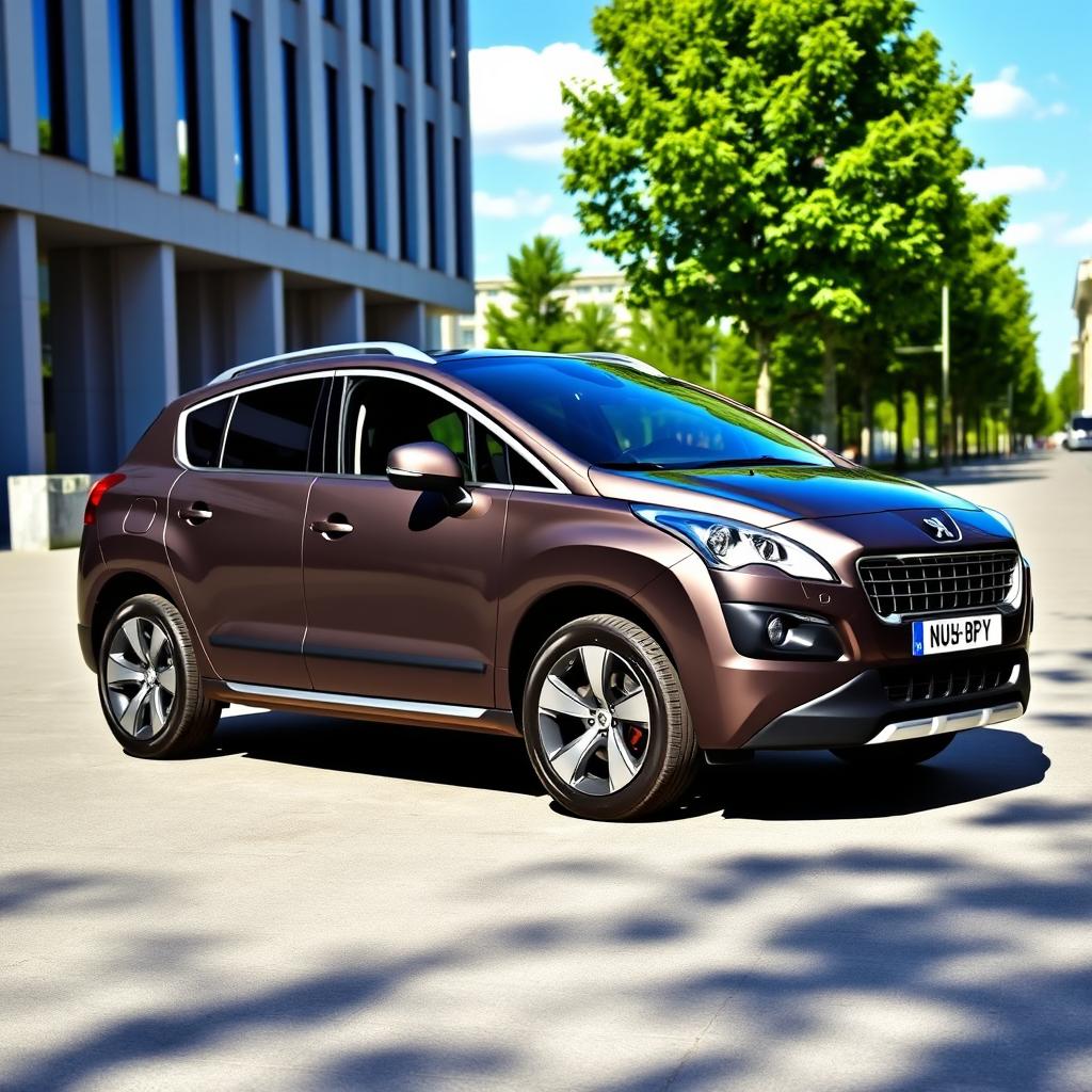 A sleek 2009 Peugeot 3008 painted in a stunning Nardo Grey, showcasing its dynamic lines and modern design