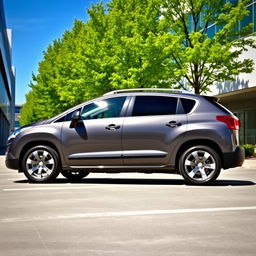 A sleek 2009 Peugeot 3008 painted in a stunning Nardo Grey, showcasing its dynamic lines and modern design