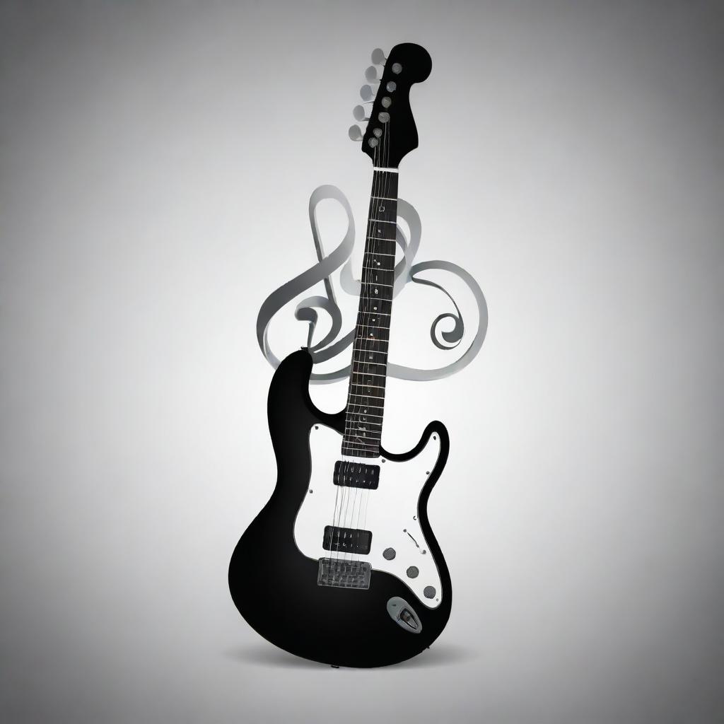 A tastefully designed vector image featuring a guitar with a treble clef symbol artistically embedded in the middle.