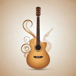 A tastefully designed vector image featuring a guitar with a treble clef symbol artistically embedded in the middle.